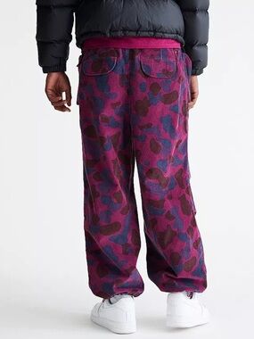 Urban Outfitters BDG Baggy Pull-On Corduroy Tech Pant Purple Pink Camo L/XL